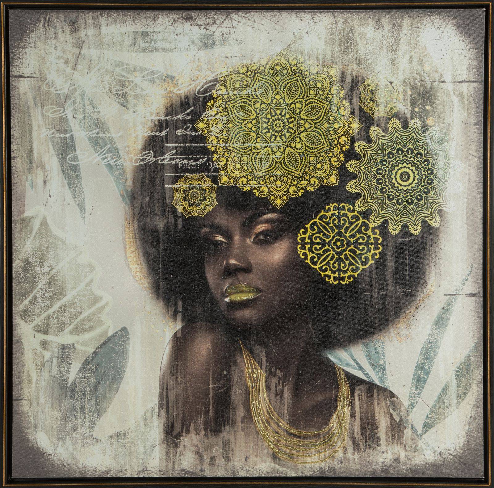 Rankų darbo paveikslas „Afro” 60×60 cm