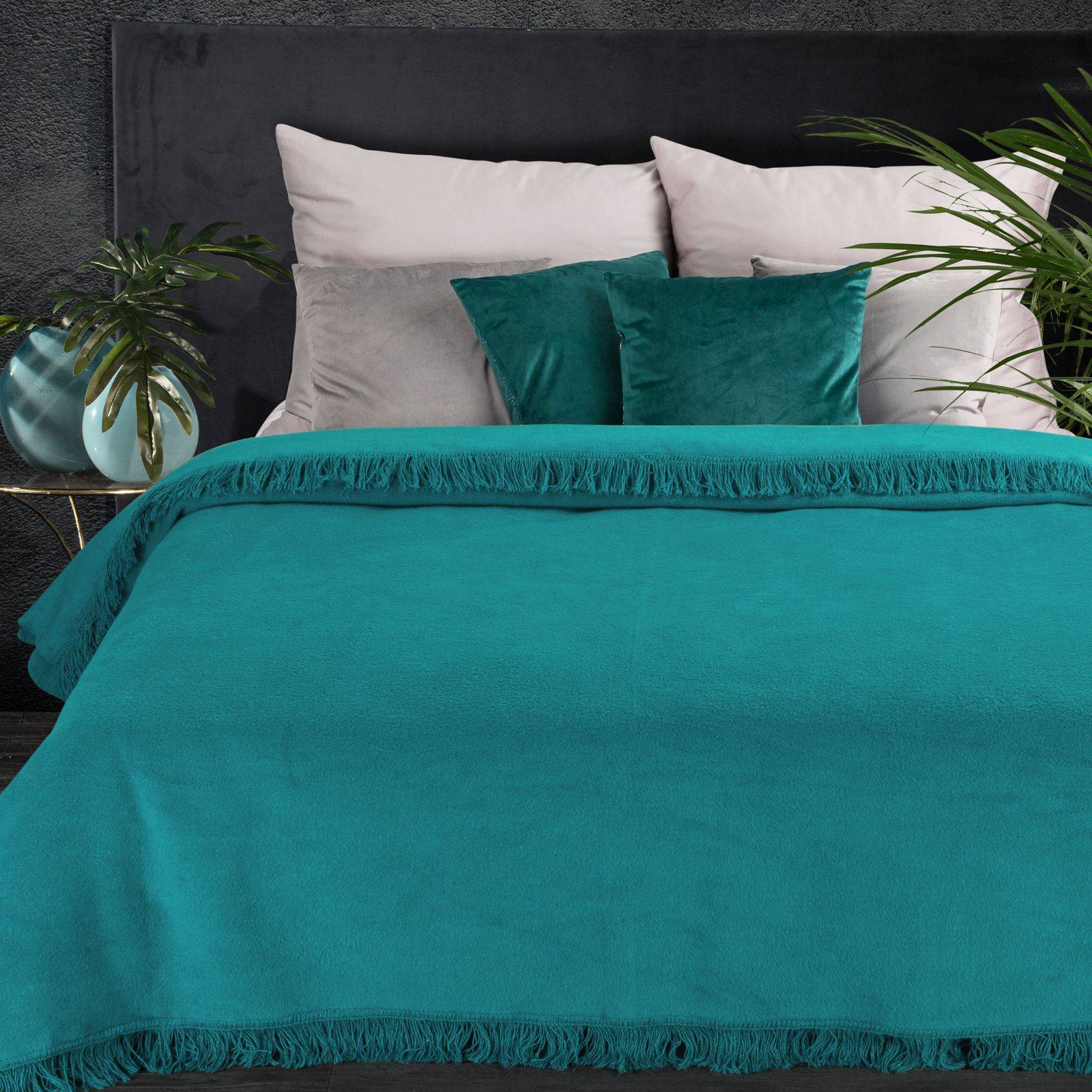 Medvilninis pledas-lovatiesė „Soft” turquoise
