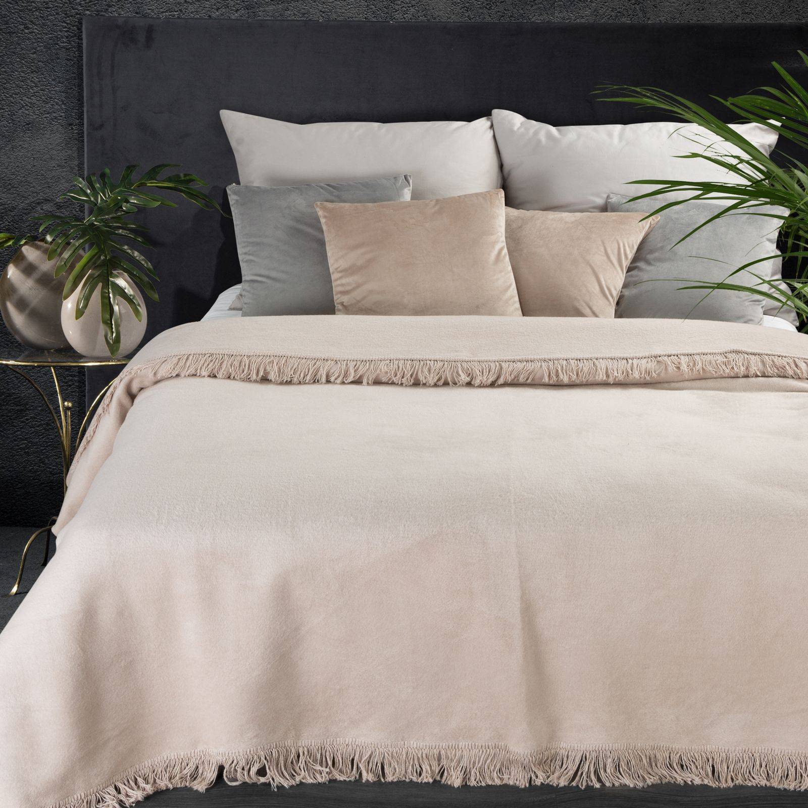 Medvilninis pledas-lovatiesė „Soft” beige