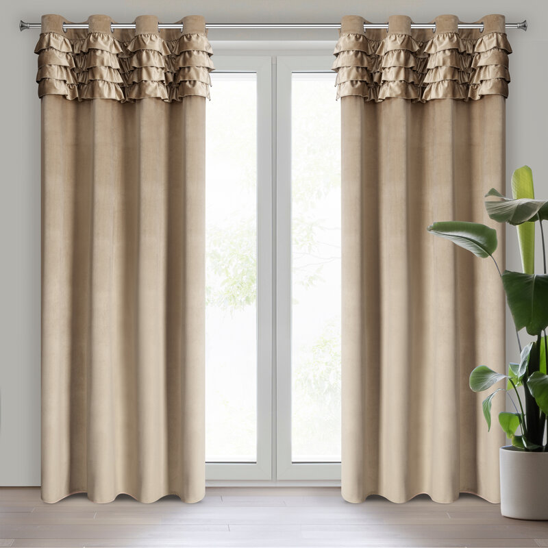 Aksominė naktinė užuolaida „Erin” 140X250 dark beige