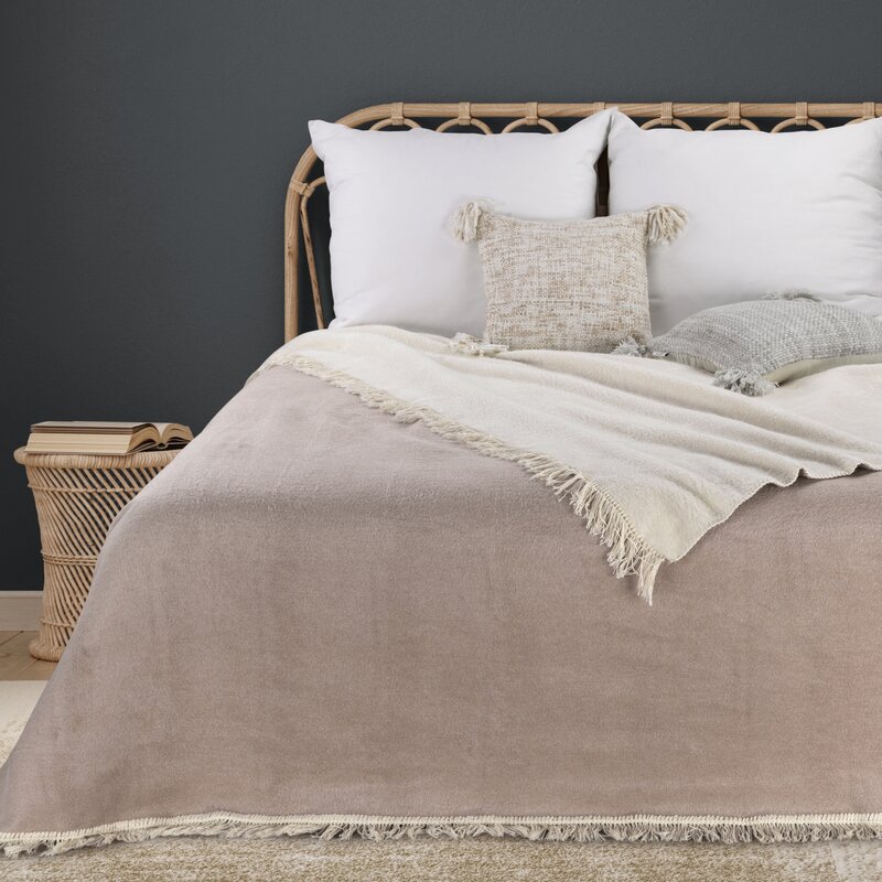 Medvilninis pledas-lovatiesė „Soft DUO” creame-beige 220×240 cm