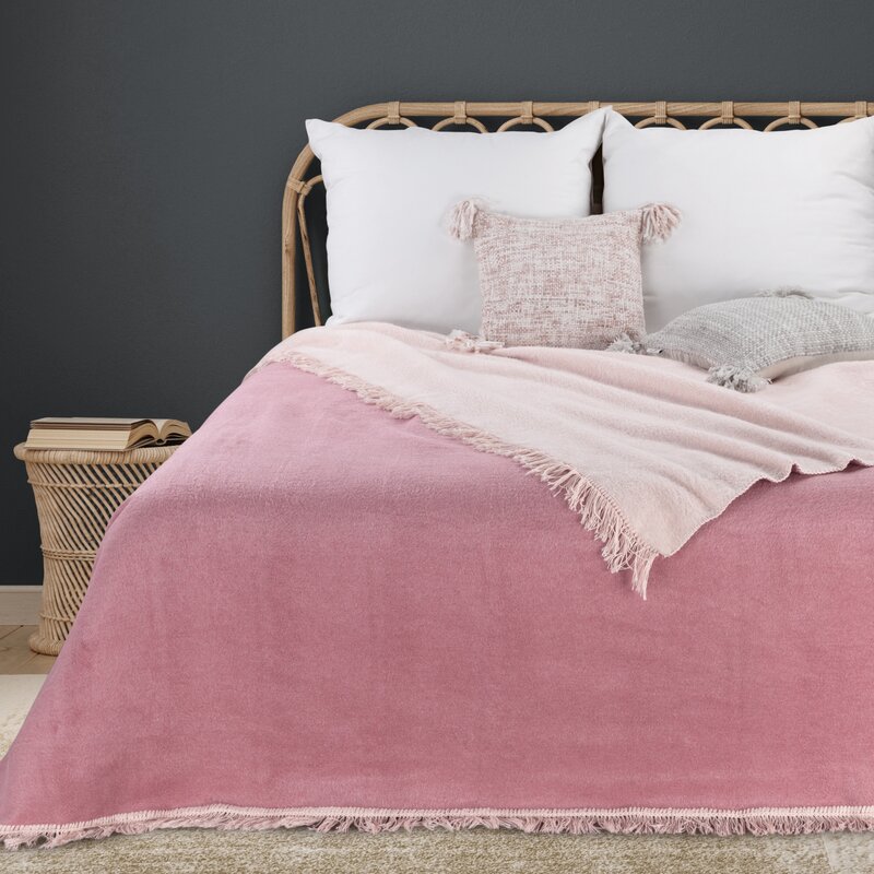 Medvilninis pledas-lovatiesė „Soft DUO” pink-powder