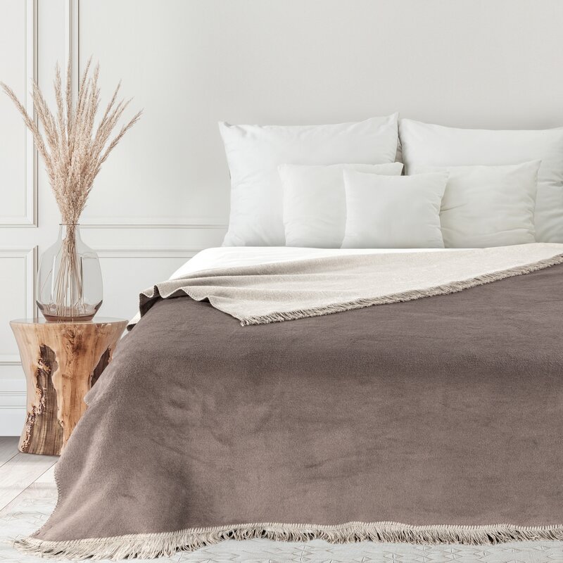 Medvilninis pledas-lovatiesė „Soft DUO” brown-beige 220×240 cm