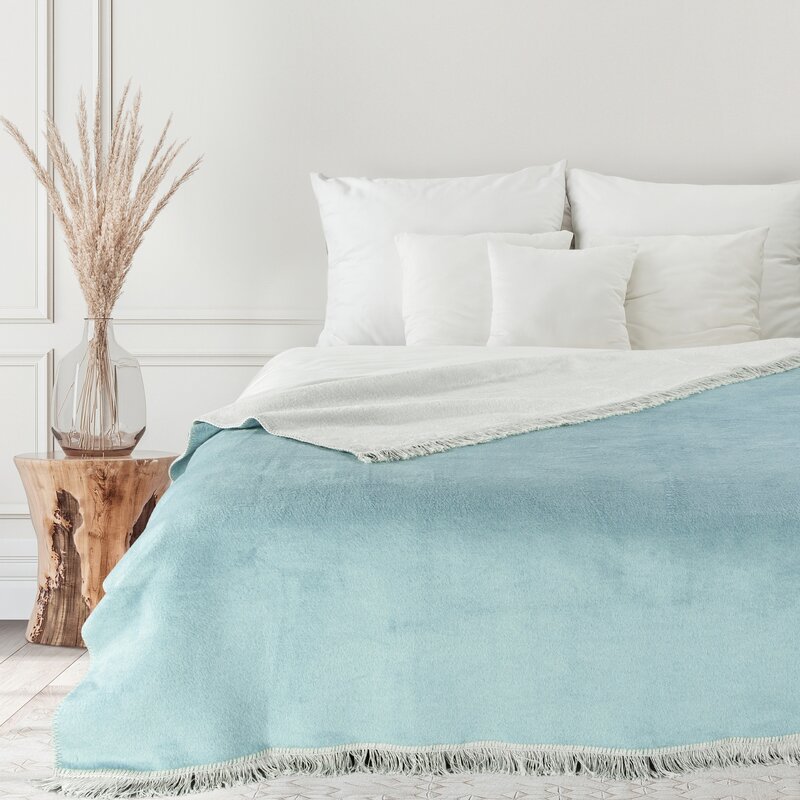 Medvilninis pledas-lovatiesė „Soft DUO” creame-mint