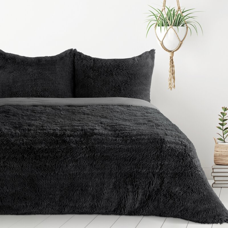 Ilgo plauko patalynės komplektas „Tiffany” black įvairių dydžių
