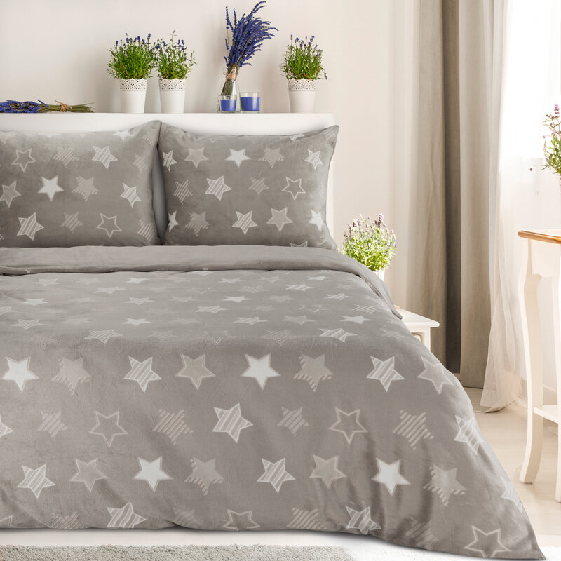 Pliušo patalynės komplektas „Stars” beige įvairių dydžių