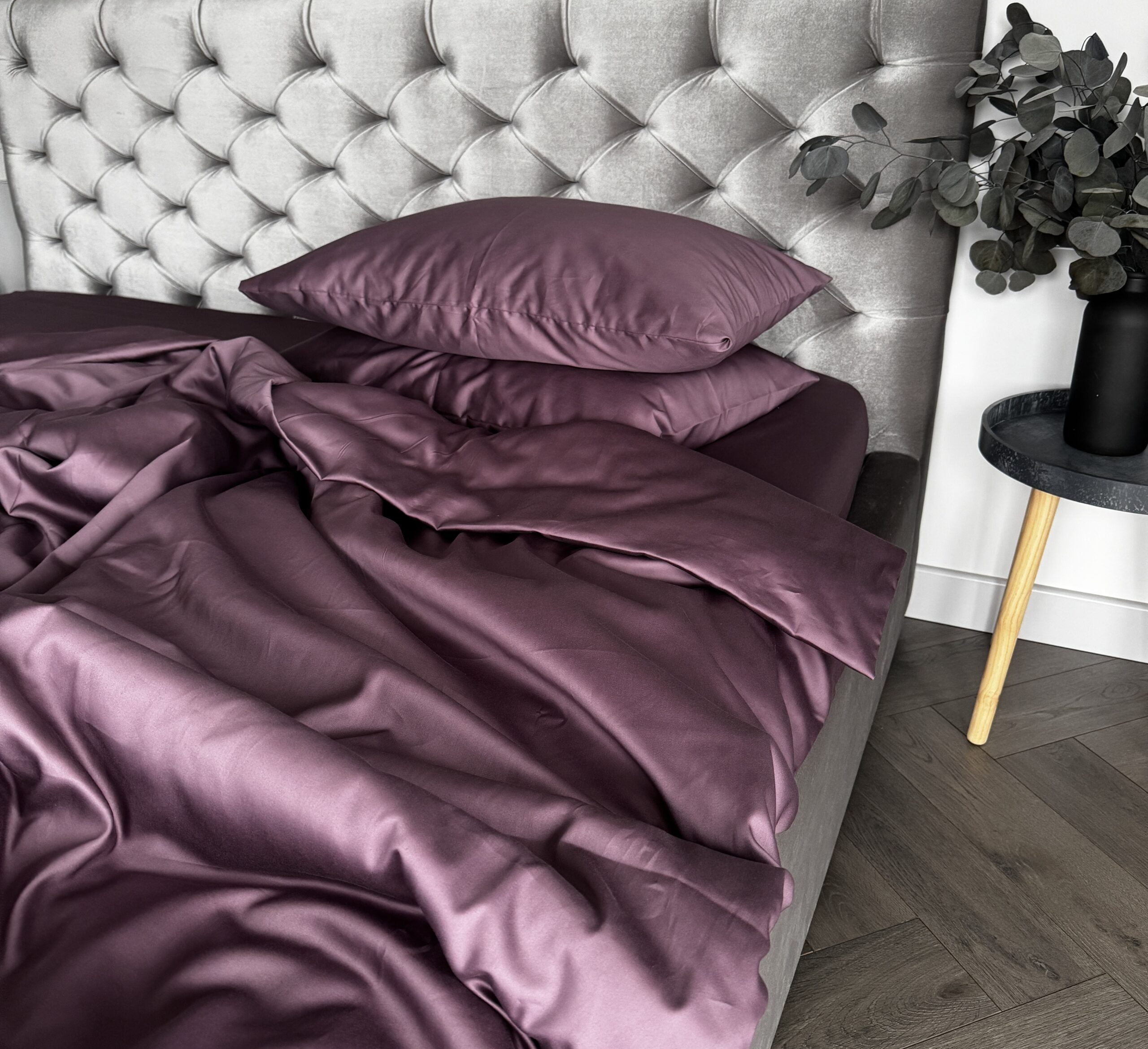 PREMIUM satino patalynės komplektas „Plum” (TC300)