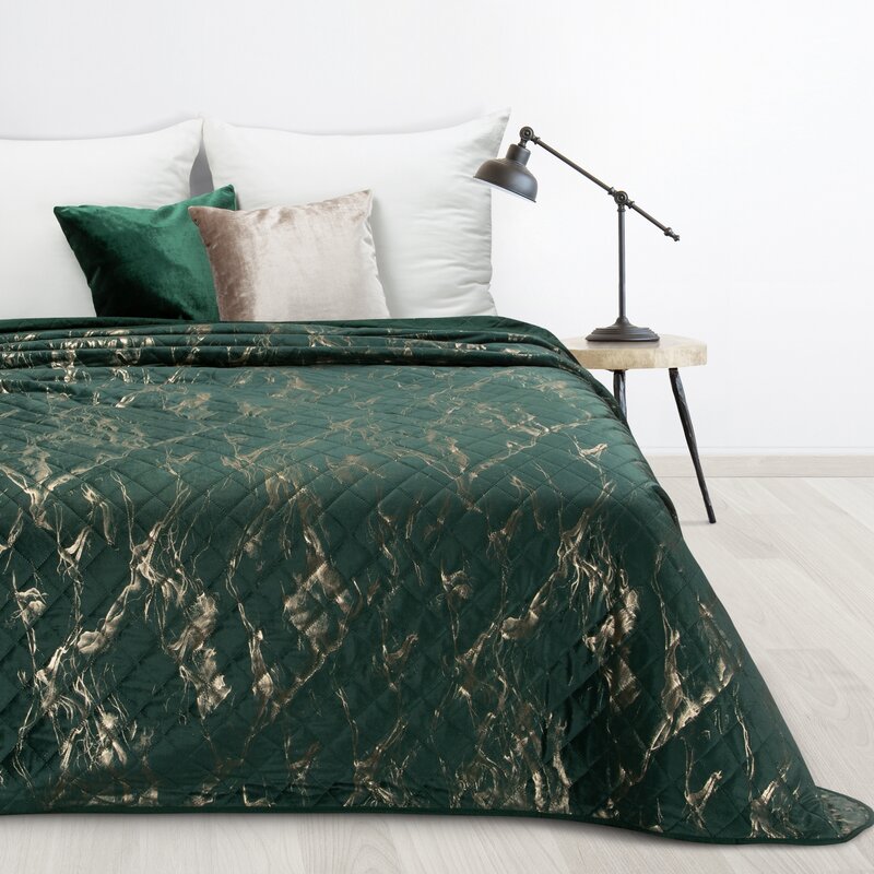 Aksominė lovatiesė „Luiza6” emerald įvairių dydžių