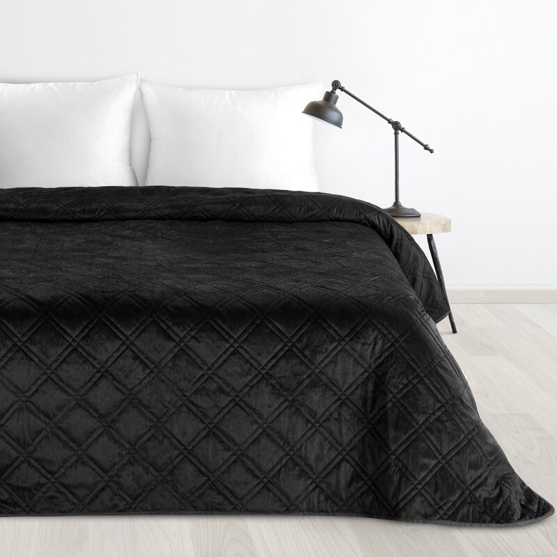Aksominė lovatiesė „Luiza8” black įvairių dydžių