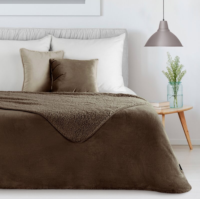 Dvipusis pledas boucle „Tedy” PREMIUM brown įvairių dydžių