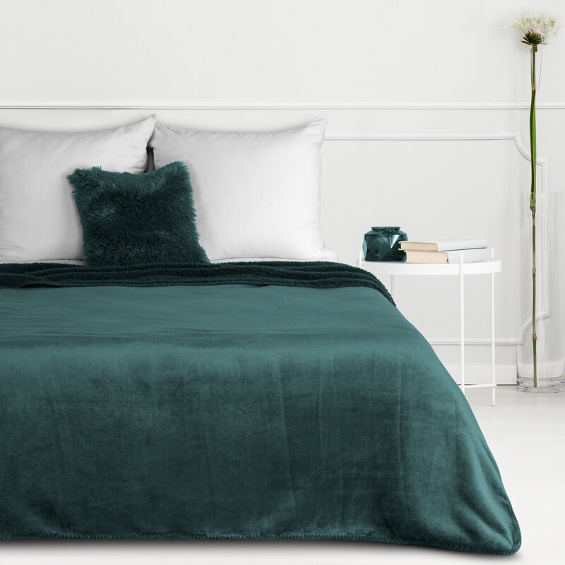 Dvipusis pledas boucle „Tedy” PREMIUM dark green įvairių dydžių