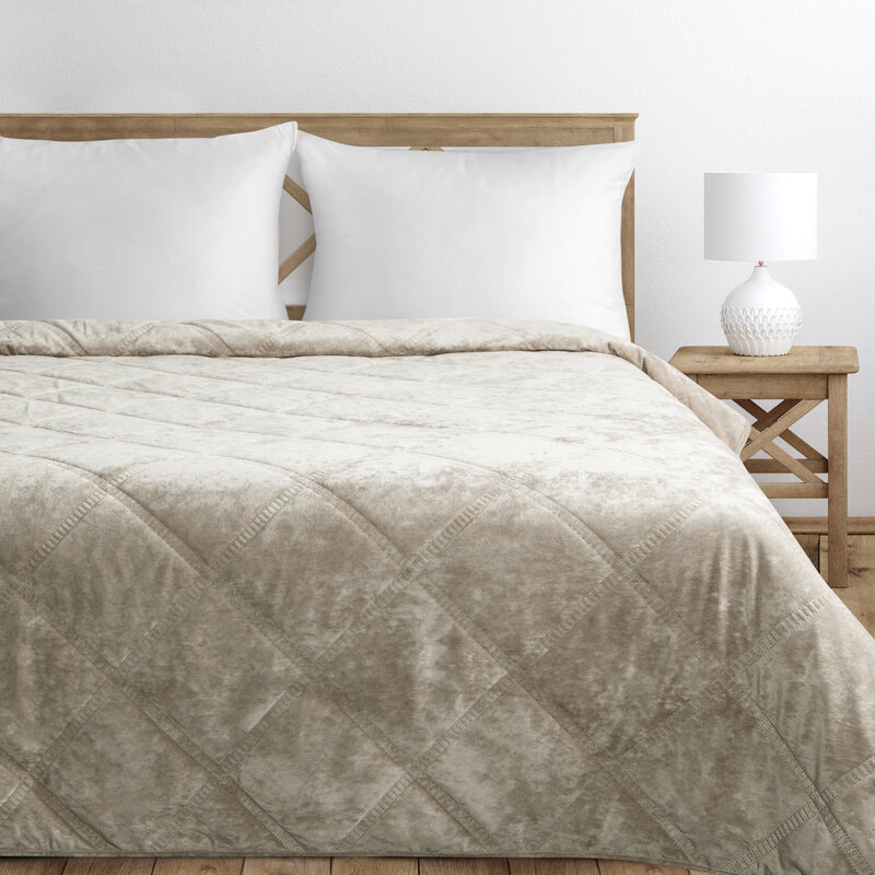 Aksominė lovatiesė „Velvet1” beige įvairių dydžių