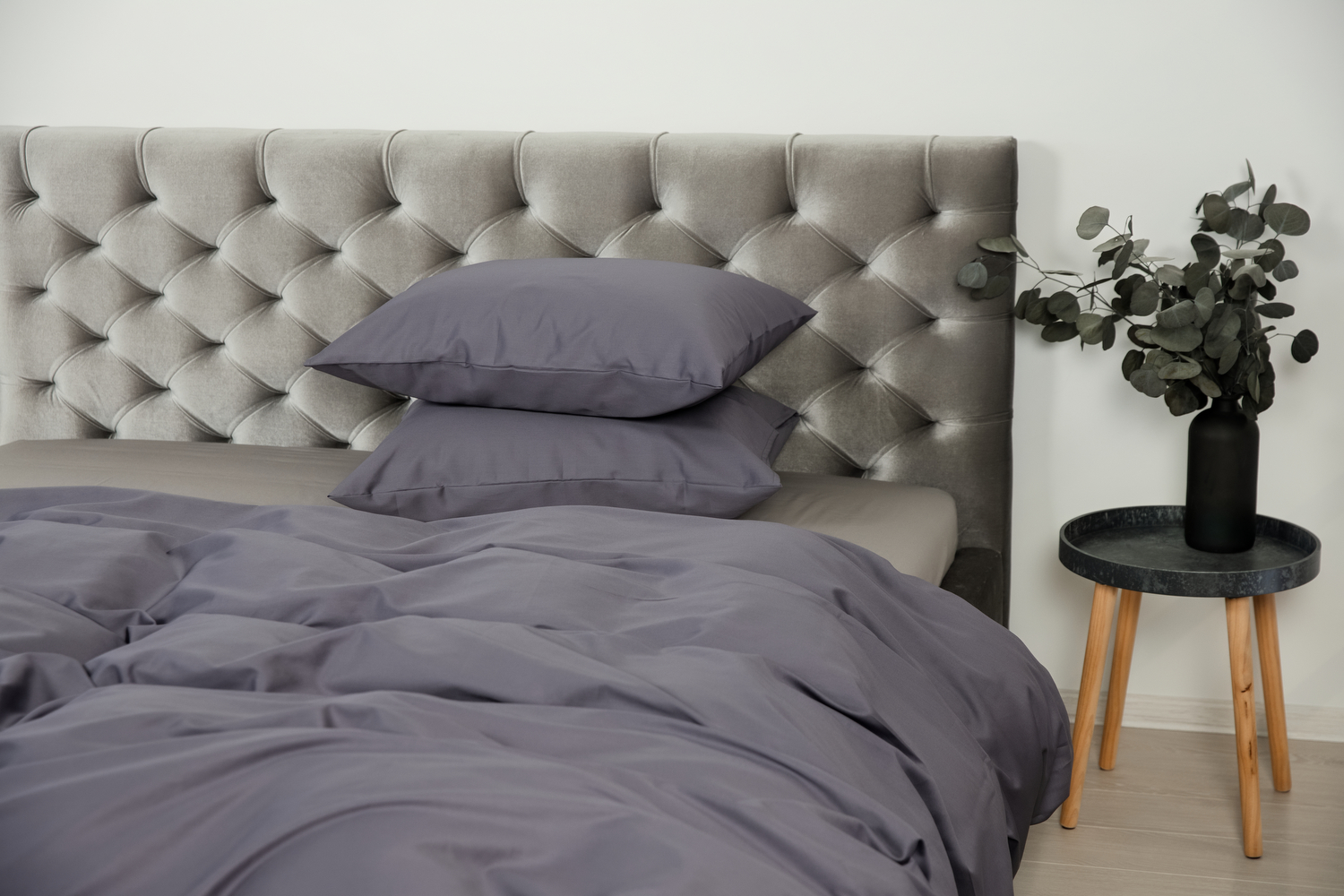 Satino patalynės komplektas „Dark grey” įvairių dydžių